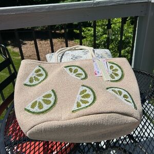 Viral Beaded Tote Bag Purse Lime Wedges Handcrafted in India NWT High Quality